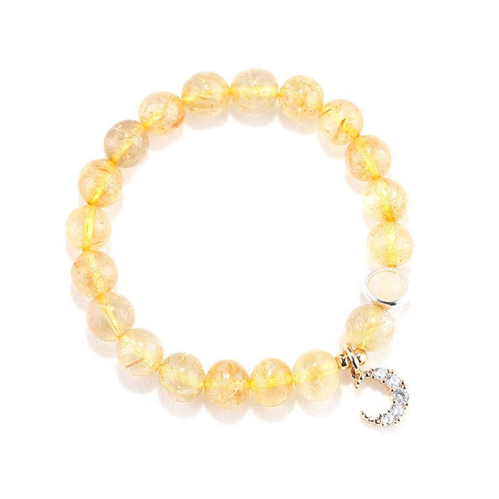 Pulsera con dije de luna y protección de la suerte de citrino