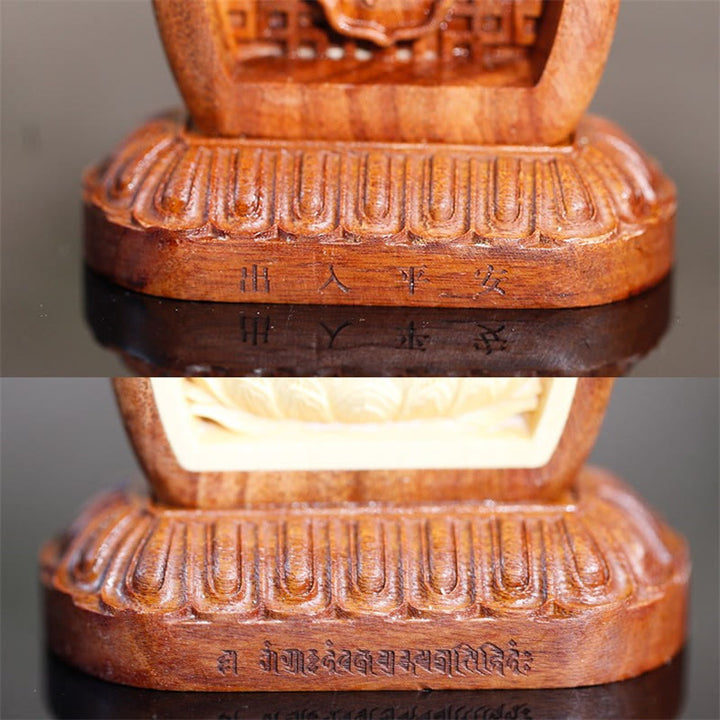 Estatua decorativa de madera grabada de Guru Rinpoche Buddha Padmasambhavan Serenity - image 4