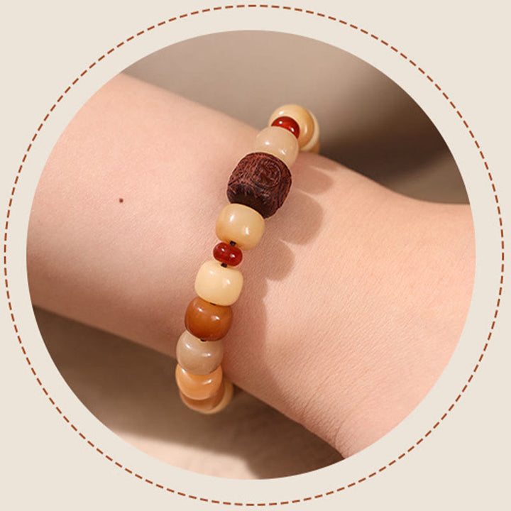 Buddha Stones Semilla Bodhi Natural El Señor del Bosque Cadáver Om Mani Padme Hum Pulsera de Sabiduría