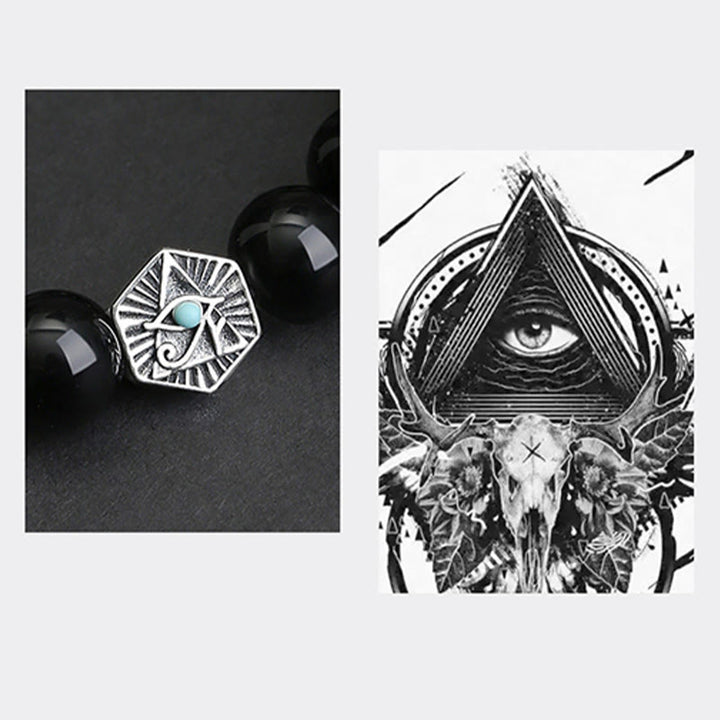 Pulsera de purificación de ojo de tigre de obsidiana negra de plata de ley 925 con Buddha Stones - image 4