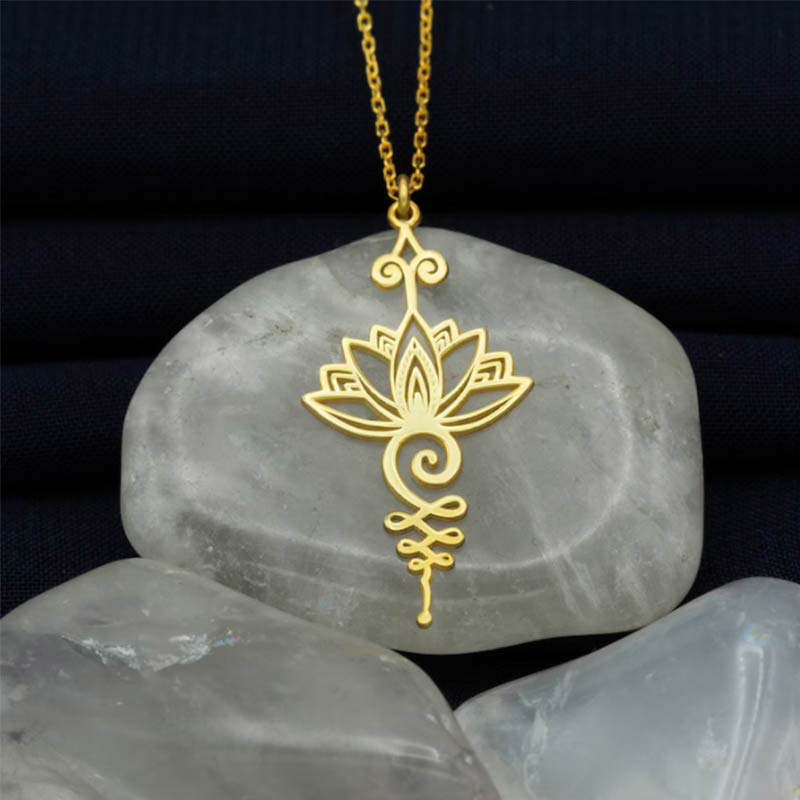 Colgante de collar de riqueza de suerte de loto con Buddha Stones