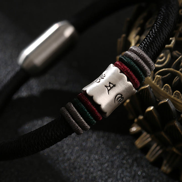 Pulsera con hebilla magnética de plata de ley 999 con Buddha Stones Om Mani Padme Hum Peace