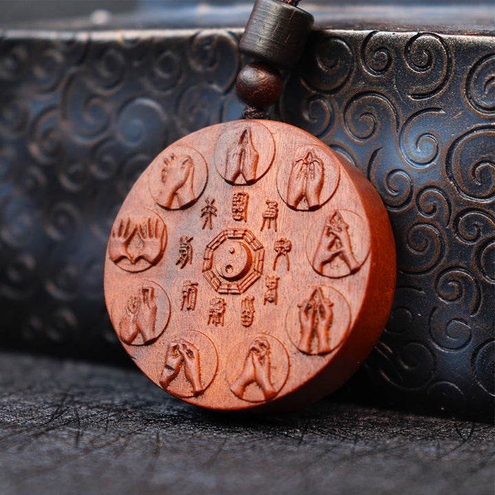 Buddha Stones, relámpago, madera de azufaifo, Yin Yang, Bagua, fantasmas de montaña, colgante de collar de protección para gastar dinero
