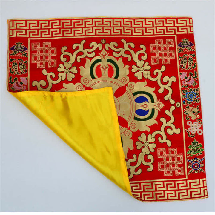 Tapete para altar de oración con nudo sin fin, tapete para meditación curativa, 8 símbolos auspiciosos, camino de mesa