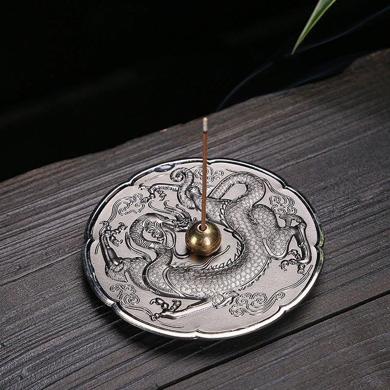 Buddha Stones redondas, protección de dragón auspicioso, palo de aleación de cobre, decoración de quemador de incienso