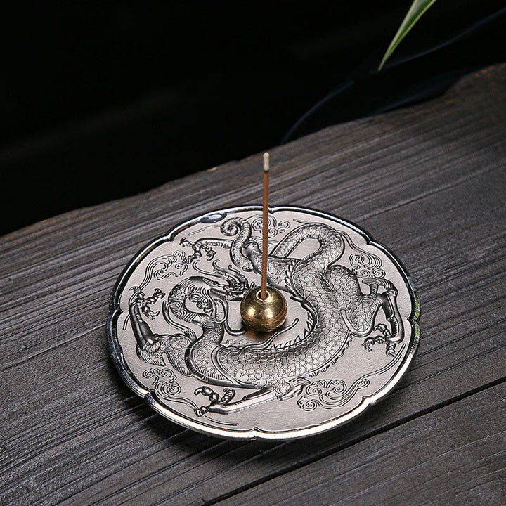 Buddha Stones redondas, protección de dragón auspicioso, palo de aleación de cobre, decoración de quemador de incienso