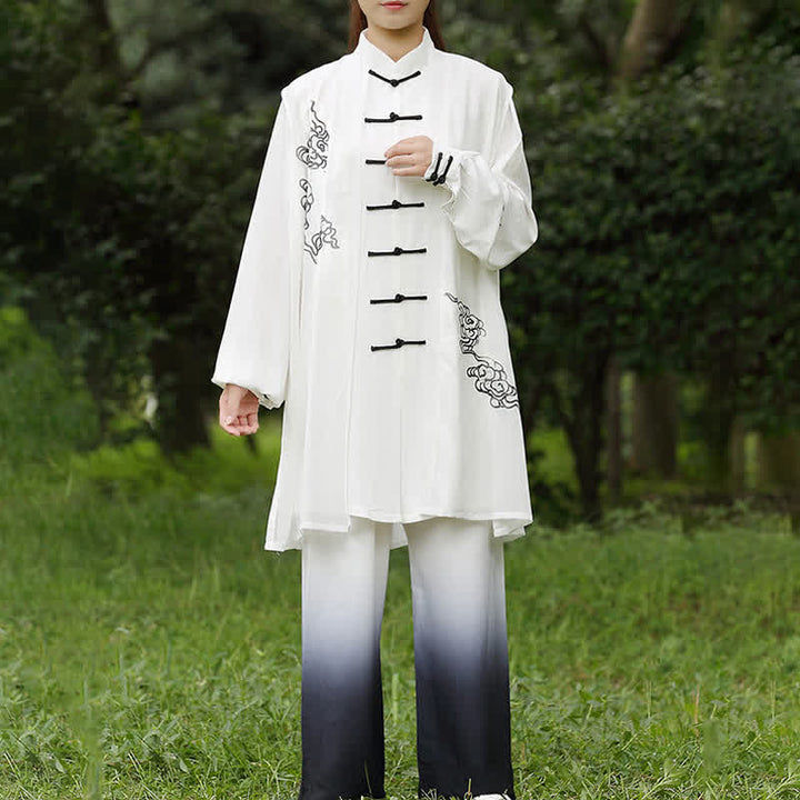 Conjunto de ropa para mujer con Buddha Stones, nubes auspiciosas, gradiente de meditación, oración, espiritualidad, zen, tai chi y qigong.