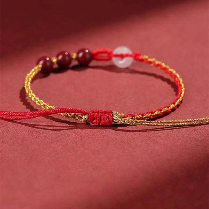 Pulsera de bendición con hebilla de paz de jade cinabrio natural con Buddha Stones