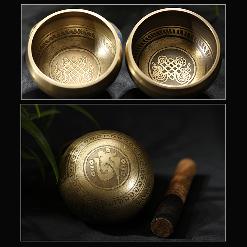 Cuenco con sonido de meditación tibetana con Buddha Stones hecho a mano para curación y atención plena, juego de cuencos para cantar