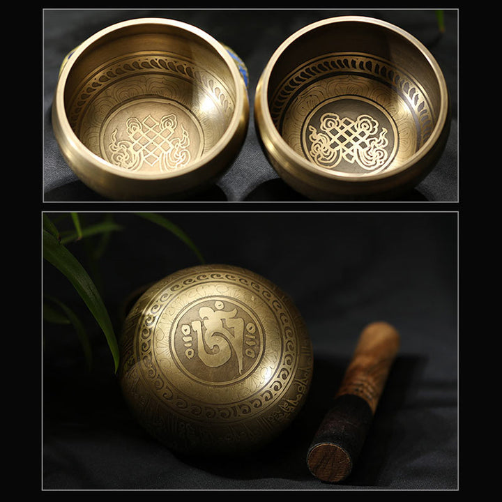 Cuenco con sonido de meditación tibetana con Buddha Stones hecho a mano para curación y atención plena, juego de cuencos para cantar