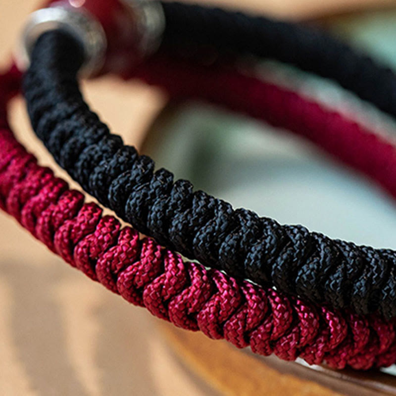 Pulsera de hilo trenzado hecha a mano con cuentas de cinabrio natural de plata de ley 925 con Buddha Stones - image 15