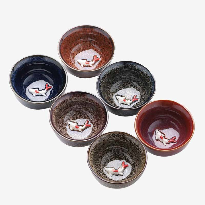 Buddha Stones pequeño horno de peces Koi cambio chino Jianzhan taza de té de cerámica Kung Fu taza de té 60ml