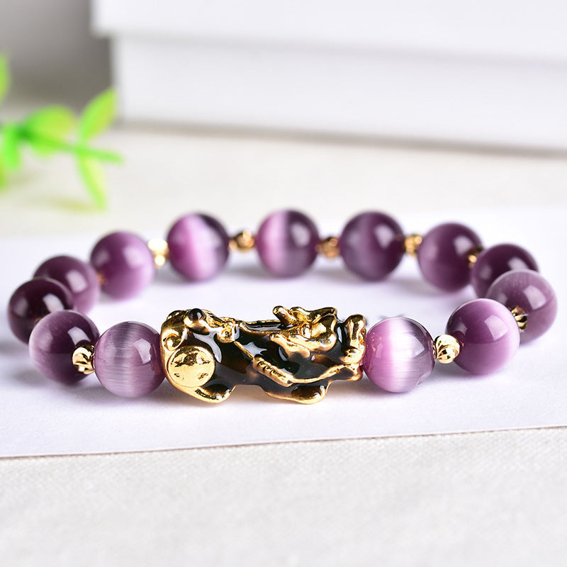Pulsera de riqueza con ojo de gato Pixiu de Buddha Stones