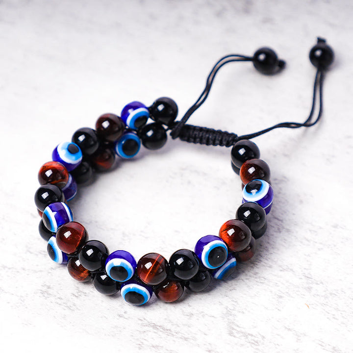 Pulsera con cuentas de protección de ojo de tigre, hematita, mal de ojo , Buddha Stones