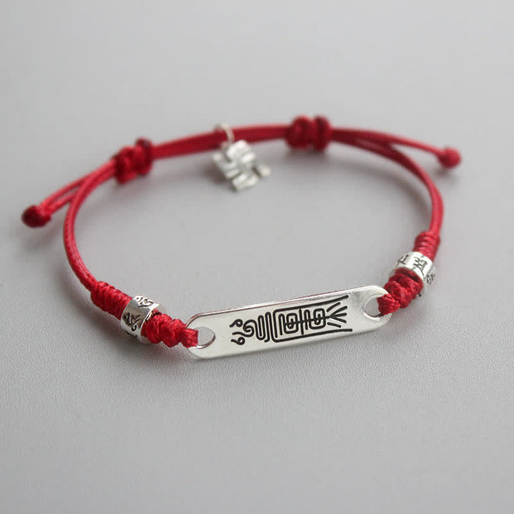 Pulsera trenzada de la fuerza de la suerte con hilo rojo de plata de ley 925 con Buddha Stones - Mujer - Rojo (circunferencia de la muñeca 15-20 cm) - image 0