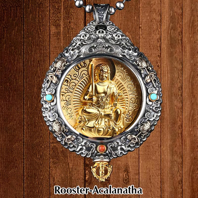 Buddha Stones del zodiaco chino, Buda Natal Thangka, nueve palacios, ocho diagramas, colgante de collar giratorio de riqueza - Gallo-Acalanatha - image 9