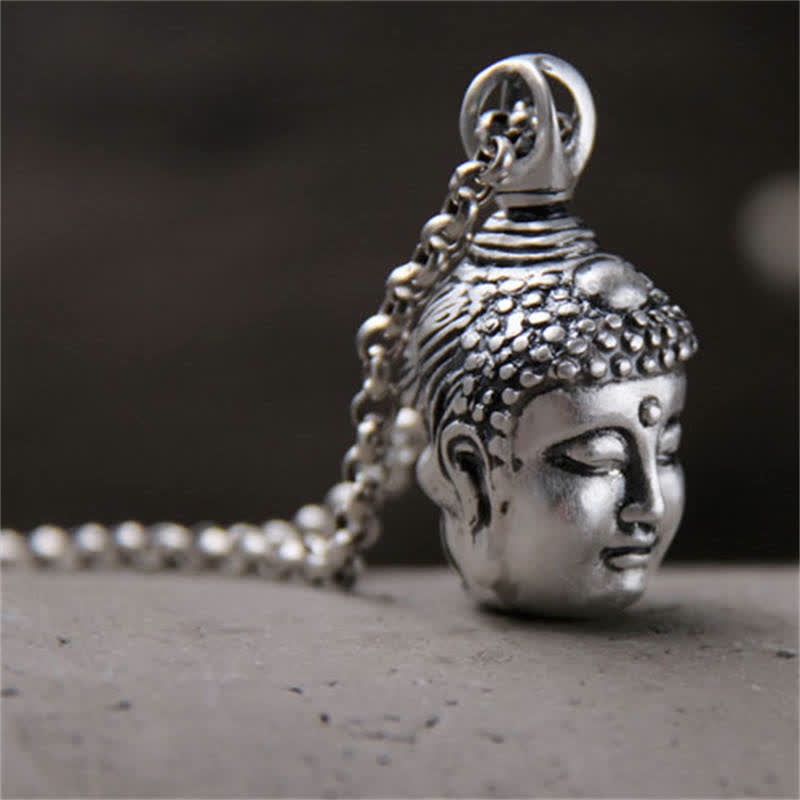 Collar con colgante de plata de ley 999 con Buddha Stones , Buda, demonio, serenidad - image 3