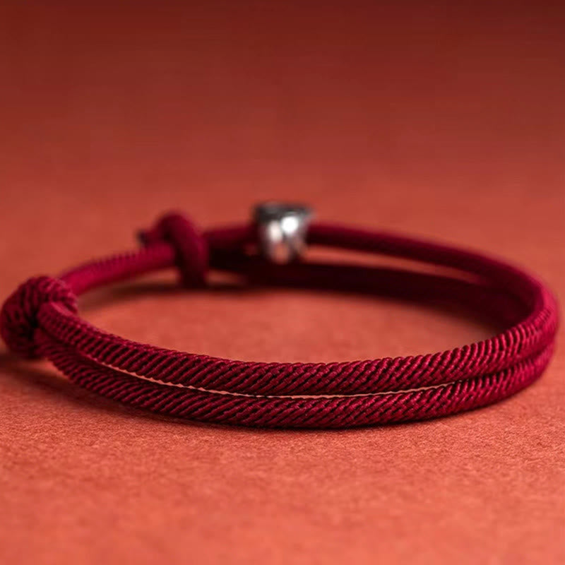 Pulsera trenzada hecha a mano con bendición de personaje Fu de plata de ley 925 con Buddha Stones - image 7