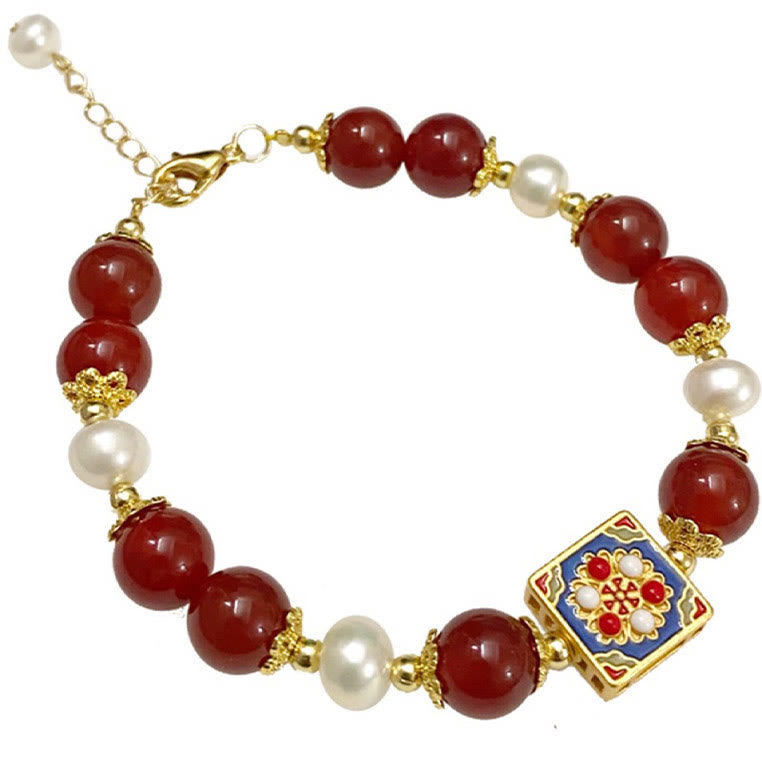 Pulsera Autoaceptación Confianza Perla Ágata Roja Buddha Stones