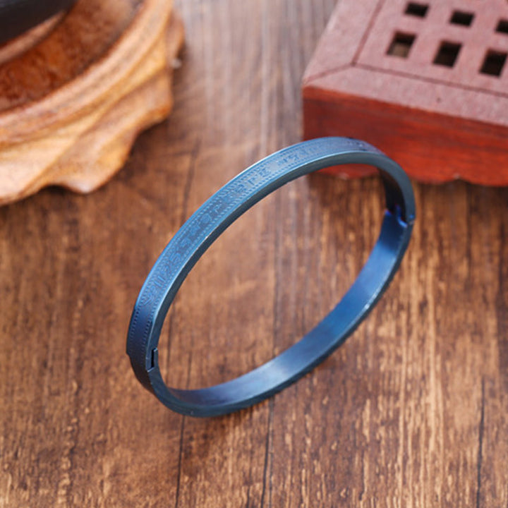 Brazalete de pulsera de bendición de acero titanio con Buddha Stones