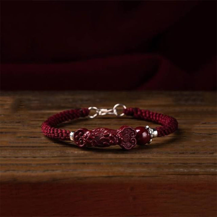Pulsera trenzada de cinabrio PiXiu hecha a mano con Buddha Stones - image 4