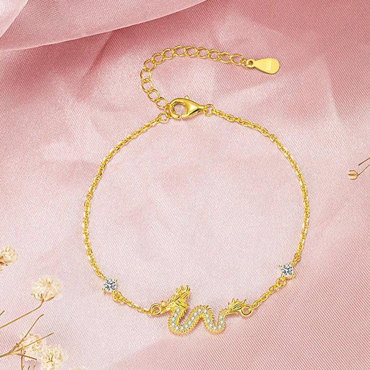 Pulsera de cadena de cuerda roja de la suerte del dragón dorado del Año del Dragón de Plata de Ley 925 con piedras de Buda - image 12