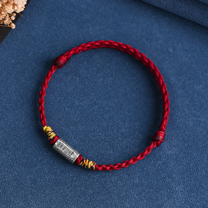 Pulsera tobillera de plata de ley 925 hecha a mano con Buddha Stones, todo va bien, diseño de protección y resistencia - Tobillera (circunferencia 18-30cm) - Cuerda roja oscura - image 24