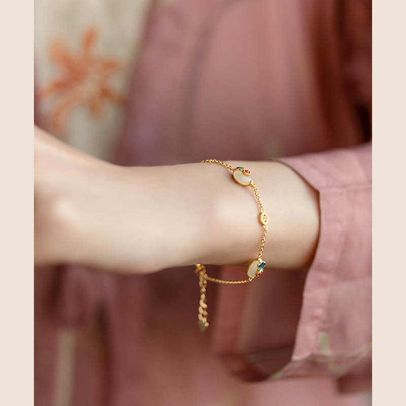 Pulsera de la suerte con diseño de jade y nubes propicias de Buddha Stones