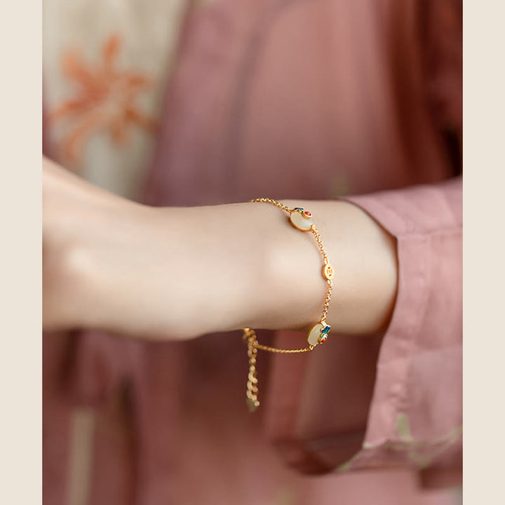Pulsera de la suerte con diseño de jade y nubes propicias de Buddha Stones