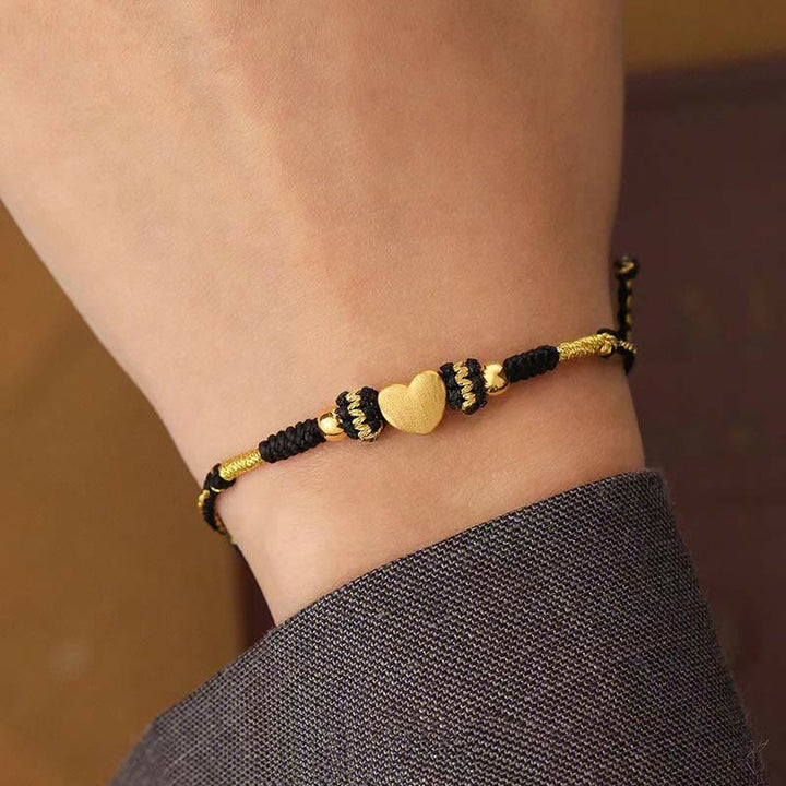 Pulsera trenzada hecha a mano con Buddha Stones, Tíbet, corazón de amor, nudo King Kong, suerte