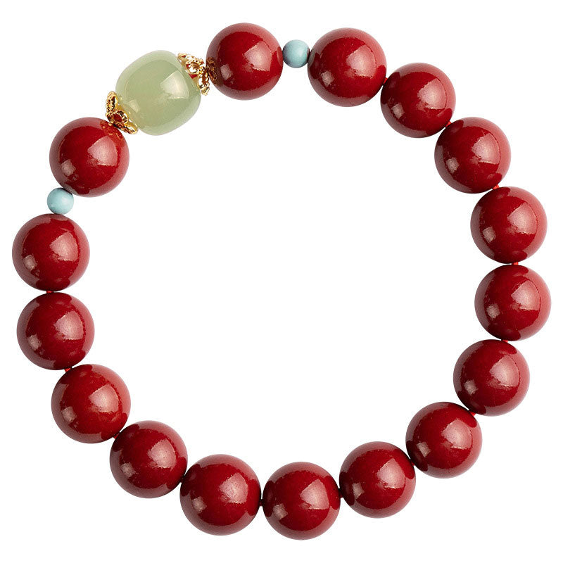 Pulsera de la Buddha Stones, cinabrio, aventurina verde, fortuna