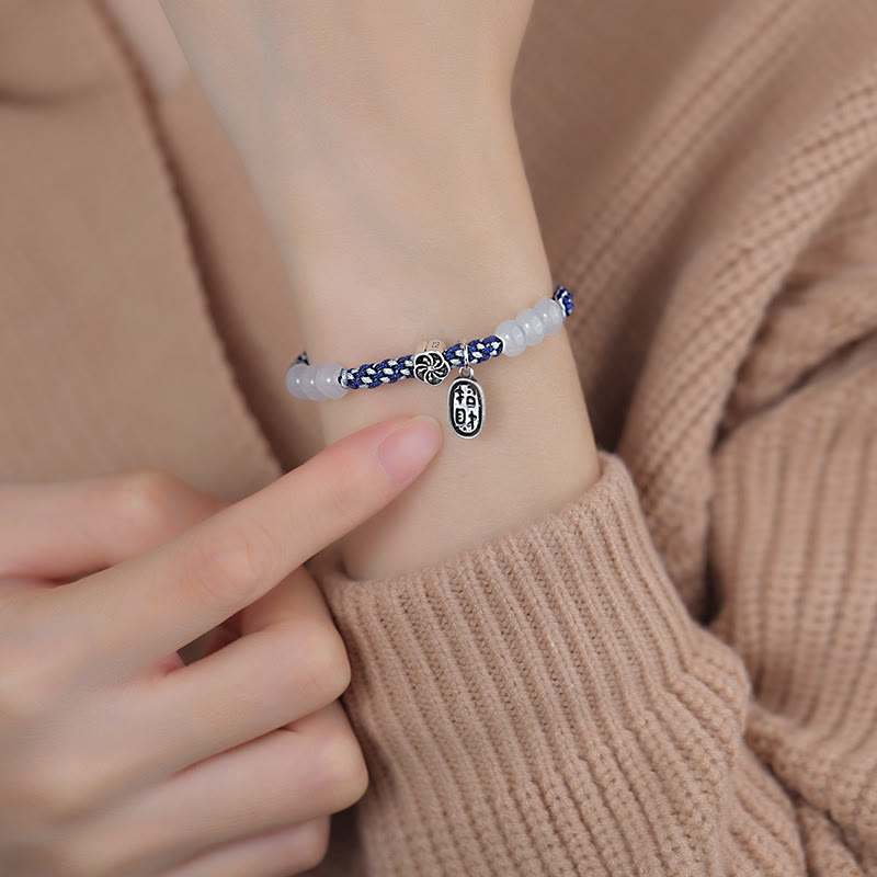 Pulsera de cuerda de la suerte hecha a mano con Buddha Stones
