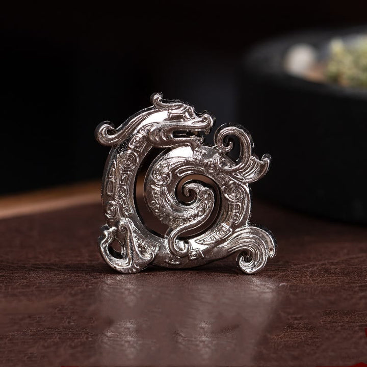 Quemador de incienso pequeño de aleación de Zinc con diseño de dragón auspicioso de Buddha Stones