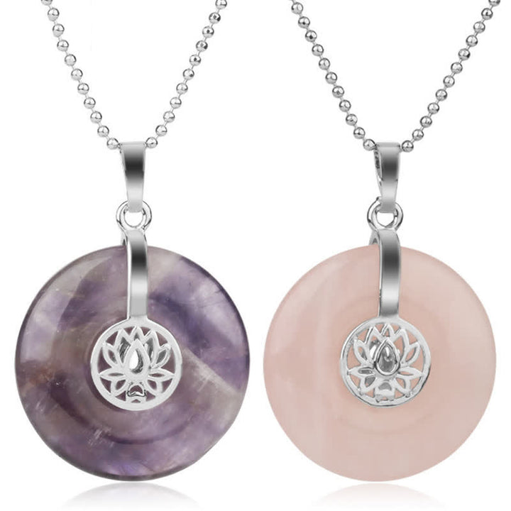 Buddha Stones, varios cristales, amatista, cristal rosa, colgante de collar curativo de loto - image 1