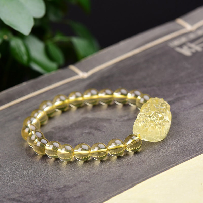 Pulsera de riqueza de Buddha Stones FengShui Citrino PiXiu