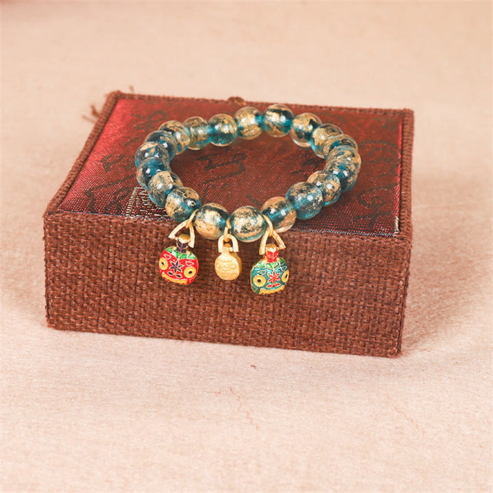 Pulsera de cuentas de fuerza Dorje Vajra de la familia de bestias que tragan oro tibetano con Buddha Stones