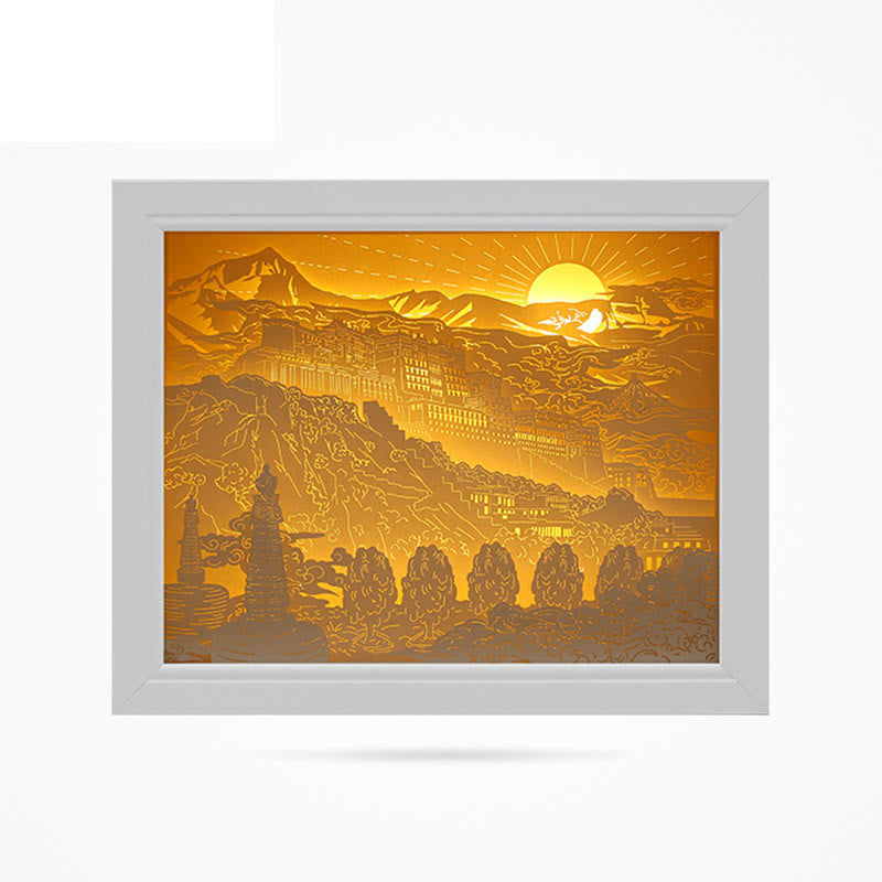 Lámpara LED de papel del Palacio Potala del Tíbet, luces artísticas de noche, lámpara de mesa LED creativa - Sol naciente - image 14