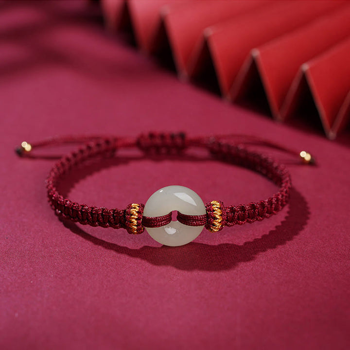 Pulsera trenzada de abundancia de jade con hebilla de paz de Buddha Stones