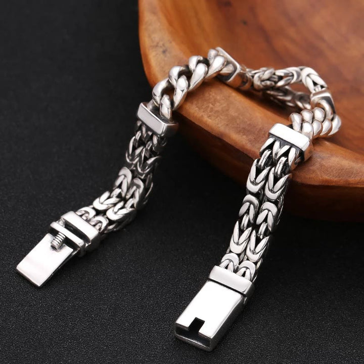 Pulsera curativa de la suerte con patrón de cadena retro de Buddha Stones