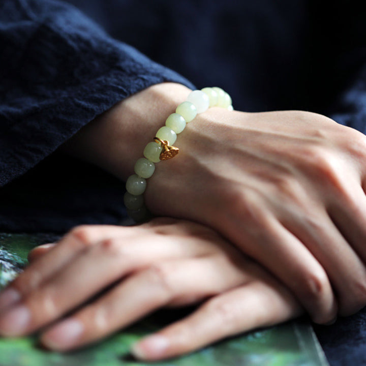 Pulsera ajustable de abundancia de loto de jade