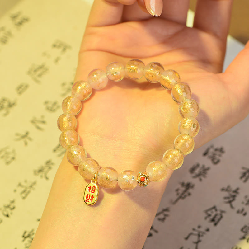 Buddha Stones, incienso tibetano, ceniza, Liuli, cuentas de cristal, Lucky Fortune Fu, pulsera con dijes de personaje