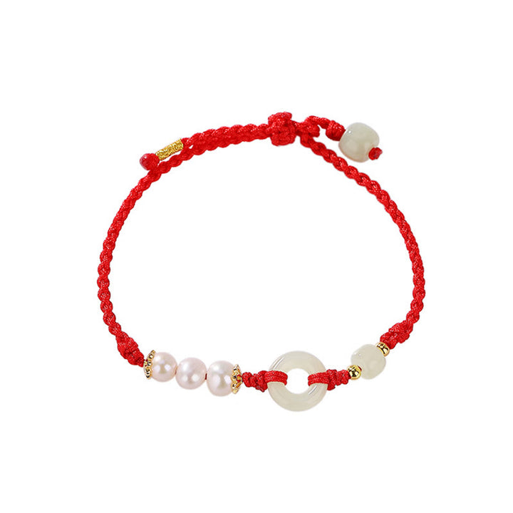 Pulsera de la suerte con perlas y hebilla de la paz de jade hetiano chapado en plata de ley 925 con Buddha Stones - image 5