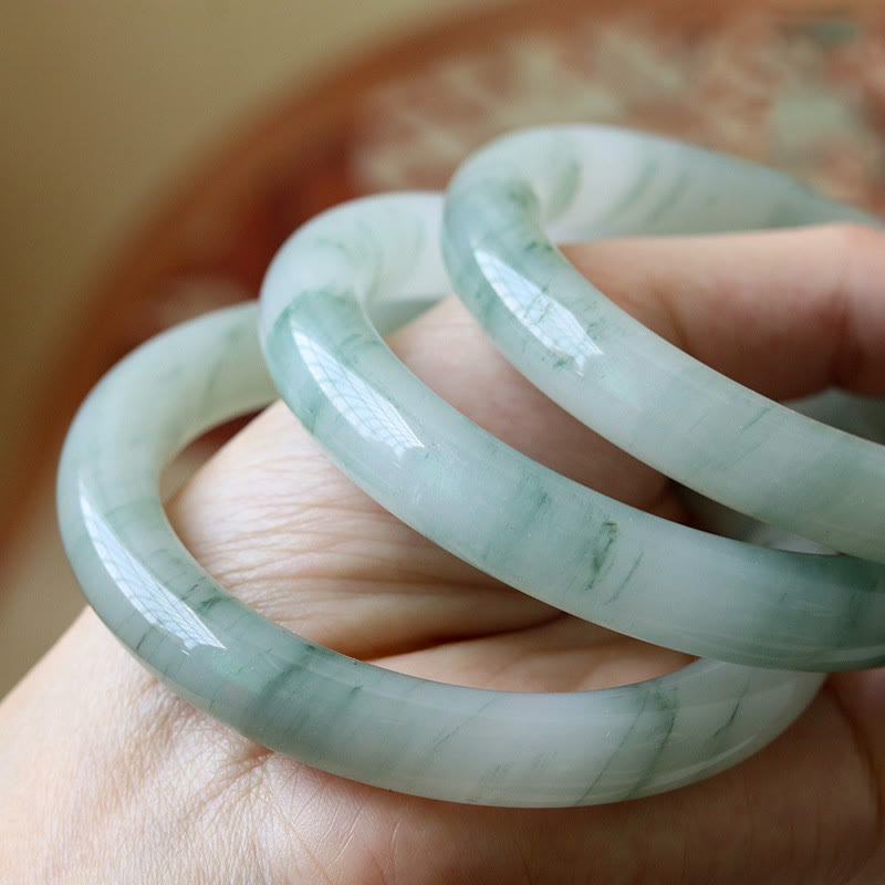 Brazalete de prosperidad de la suerte de jade natural con Buddha Stones