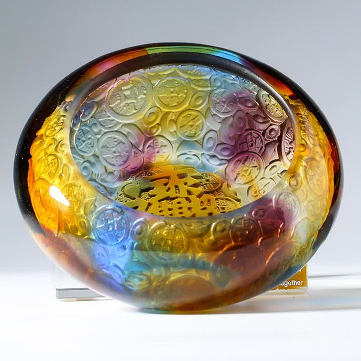 Cuenco del tesoro de cristal Liuli hecho a mano, lingotes, pieza de arte, decoración del hogar - image 10