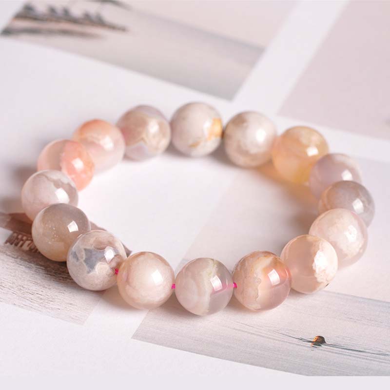 Pulsera de bendición de la paz con ágata Sakura y Buddha Stones