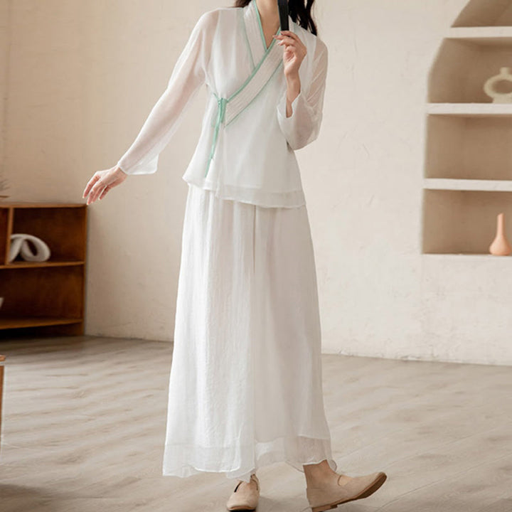 Conjunto de ropa de gasa para mujer, ropa de práctica de meditación espiritual Zen, Buddha Stones, oración Retro