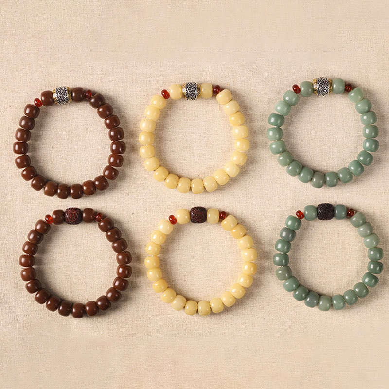 Pulsera de paz con cuentas de carácter Fu de nube auspiciosa de semillas Bodhi de Buddha Stones