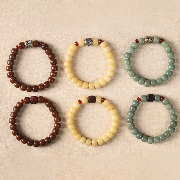 Pulsera de paz con cuentas de carácter Fu de nube auspiciosa de semillas Bodhi de Buddha Stones