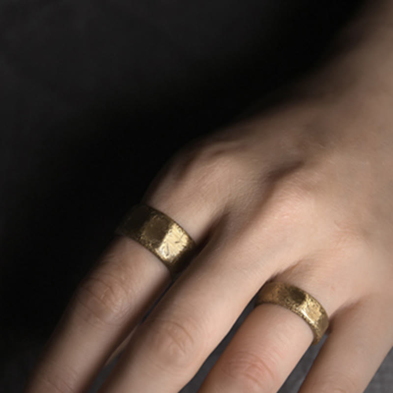 Anillo de riqueza esmerilado de latón y cobre de diseño simple tibetano - image 5