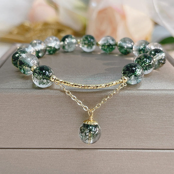 Pulsera con dije de confianza de cristal fantasma verde de Buddha Stones
